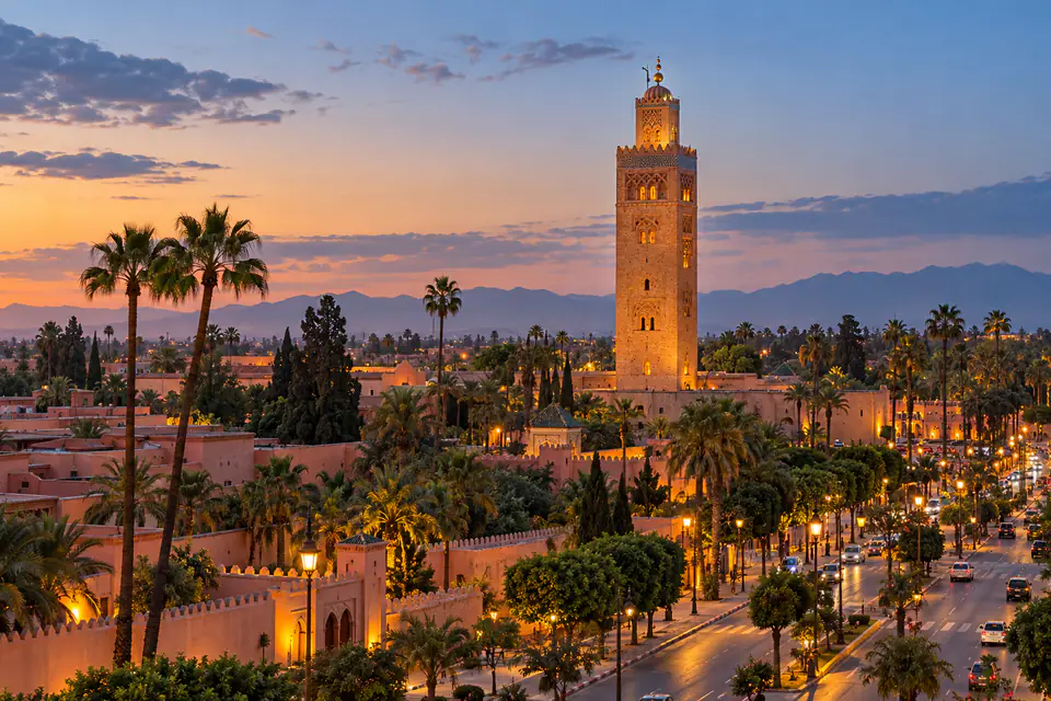 Visuel éditorial de Marrakech et de la Koutoubia